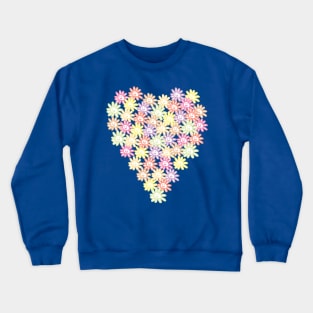 Daisy Smiley Faces Heart for Valentines Day Crewneck Sweatshirt